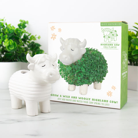 Gift Republic Plantenpot met chiazaden - Highland Cow