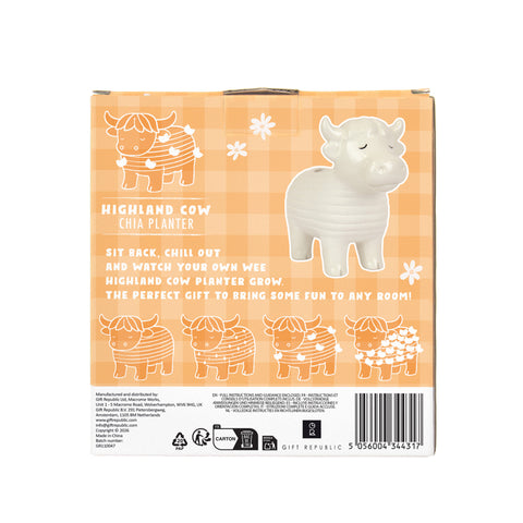 Gift Republic Plantenpot met chiazaden - Highland Cow