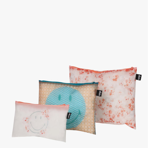 LOQI Zip Pockets - Transparent Milky Blossom