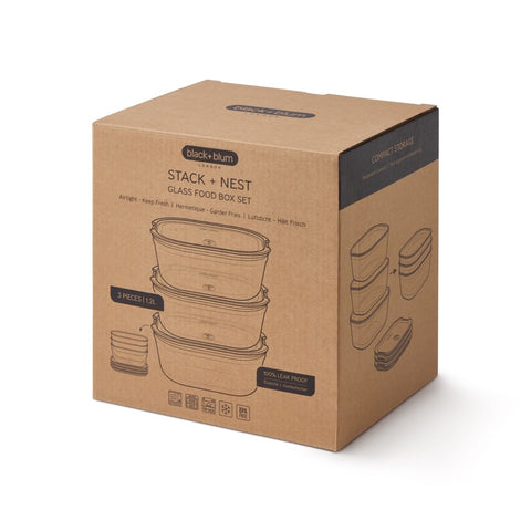 Black+Blum Glass Food Box set Large - Meal prep - set van 3