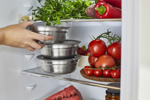 Black+Blum Steel food Bowl Small - Meal prep - Ø170mm - H 59mm - Grijs/Rood