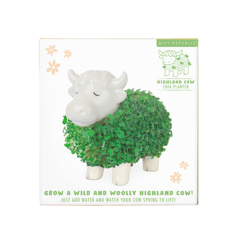 Gift Republic Plantenpot met chiazaden - Highland Cow