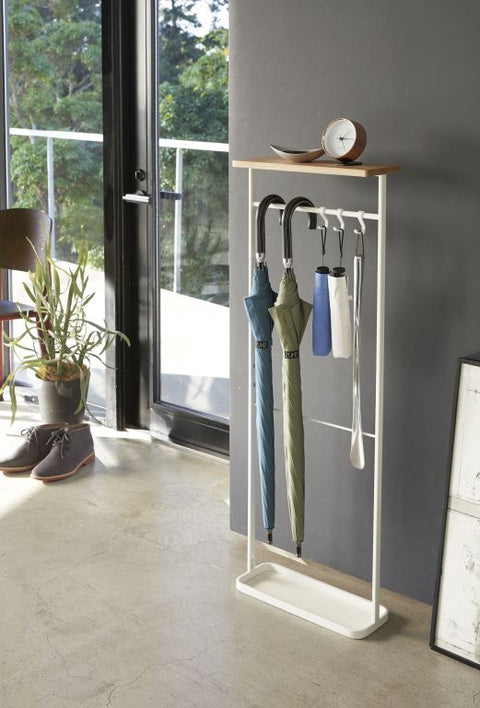 Yamazaki Tower Hangende paraplubak met houten top - Wit