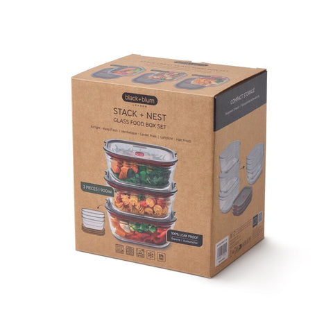 Black+Blum Glass Food Box set Medium - Meal prep - set van 3