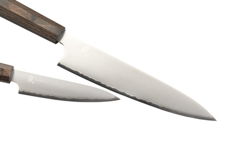 Yaxell Hana Messenset 2-delig - 3 laags rvs met donkerbruin pakkahouten heft