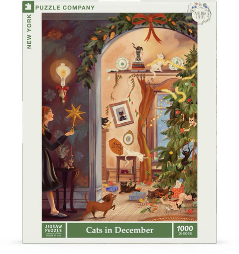 New York Puzzle Company Puzzel - Cats in December - 1000 stukjes