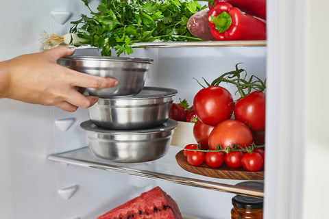Black+Blum Steel Food Bowl Large - Meal prep - Ø170mm - H 81mm - Grijs/Rood