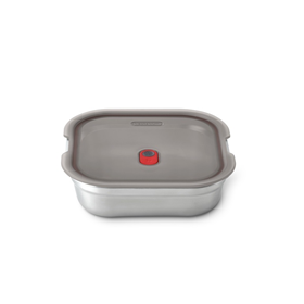 Image of Black+Blum Steel Food Box Square - 195x189x58mm - Grey/Red