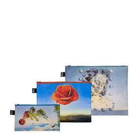 Afbeelding van LOQI Zip Pockets - Flight of a Bee, Meditative Rose, Spheres gerecycled