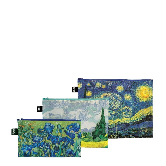 Product image 1 of LOQI Zip Pockets - Irises, A Wheatfield With Cypresses, The Starry Night gerecycled