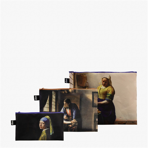 Product image 1 of LOQI Zip Pockets - Milkmaid, The Geographer, Girl with a Pearl Earring gerecycled