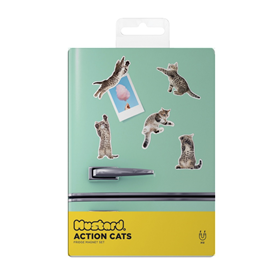 Image of Mustard Action Cat Magnets - 12 pcs