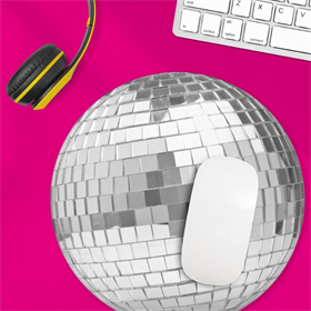 Image of Mustard Disco Ball Mouse Mat