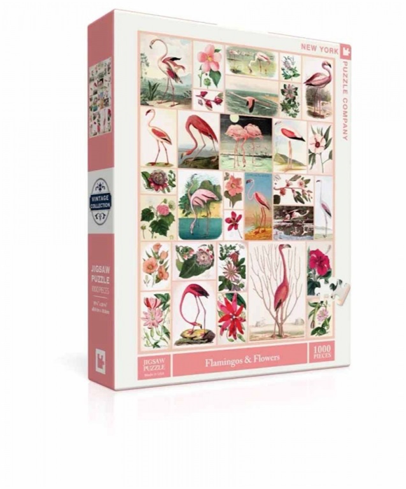 Product image 1 of New York Puzzle Company Flamingos and Flowers - 1000 pieces