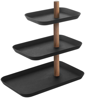 Image of Yamazaki Tiered accessory stand with rotatable trays - Rin - Black