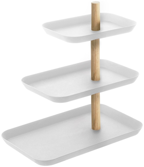 Image of Yamazaki Tiered accessory stand with rotatable trays - Rin - White